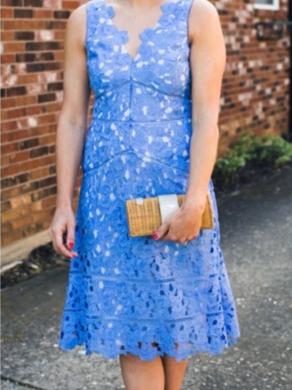 Vineyard Vines Sleeveless Lace A-Line Dress in Periwinkle Blue